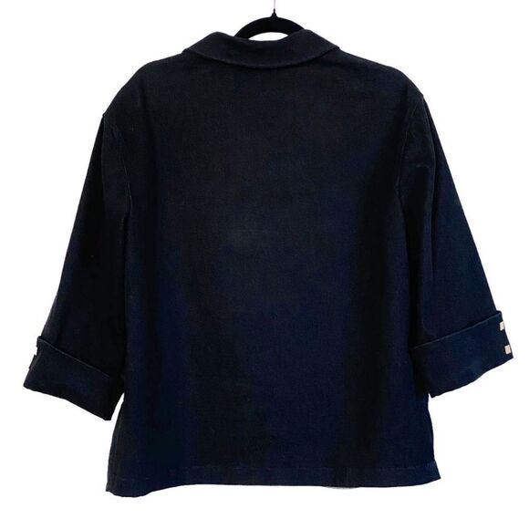 St John Sport by Marie Gray Black Denim Zip Up Jacket Sz S - Picture 5 of 12